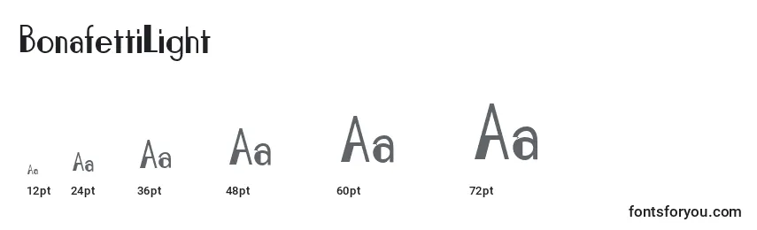 BonafettiLight Font Sizes