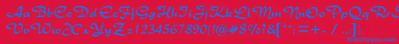 RichmondRegularDb Font – Blue Fonts on Red Background