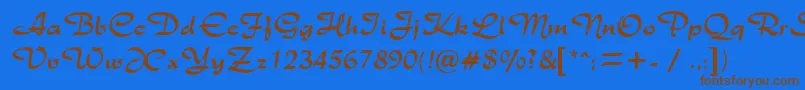 RichmondRegularDb Font – Brown Fonts on Blue Background