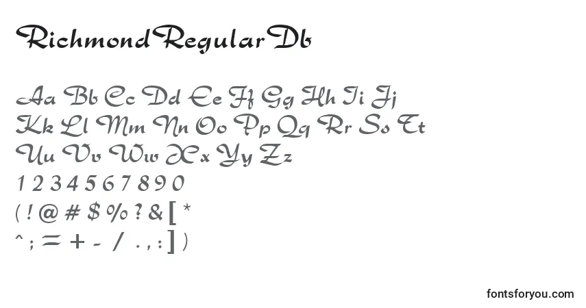 characters of richmondregulardb font, letter of richmondregulardb font, alphabet of  richmondregulardb font