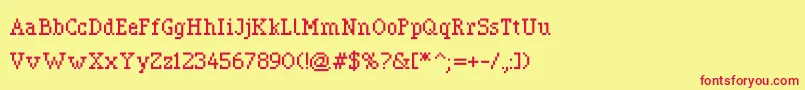 Pixerif-fontti – punaiset fontit keltaisella taustalla
