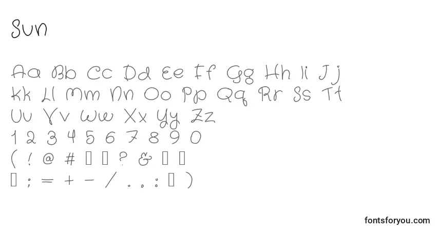 Fuente Sun - alfabeto, números, caracteres especiales