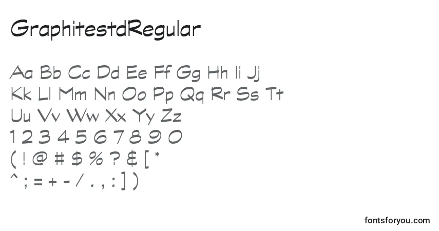 A fonte GraphitestdRegular – alfabeto, números, caracteres especiais