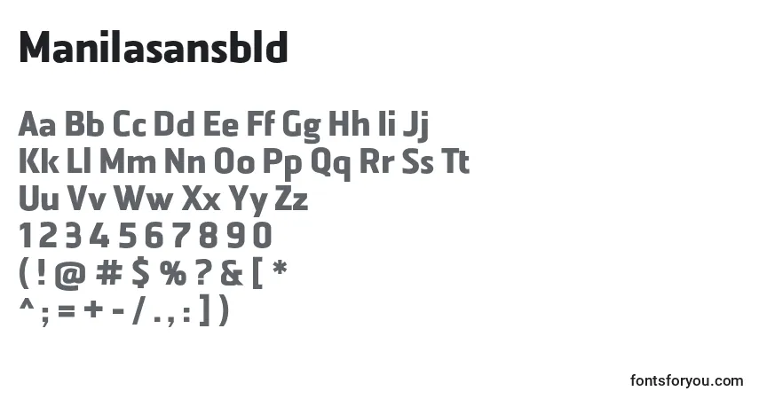 Czcionka Manilasansbld – alfabet, cyfry, specjalne znaki