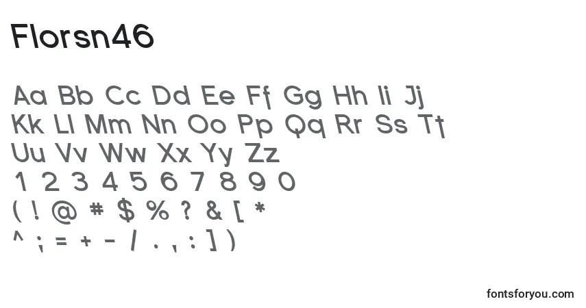 Czcionka Florsn46 – alfabet, cyfry, specjalne znaki