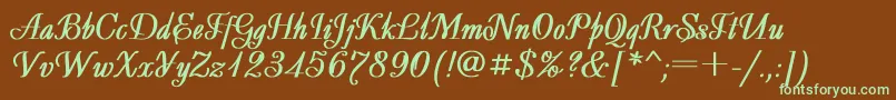 Decor3-fontti – vihreät fontit ruskealla taustalla