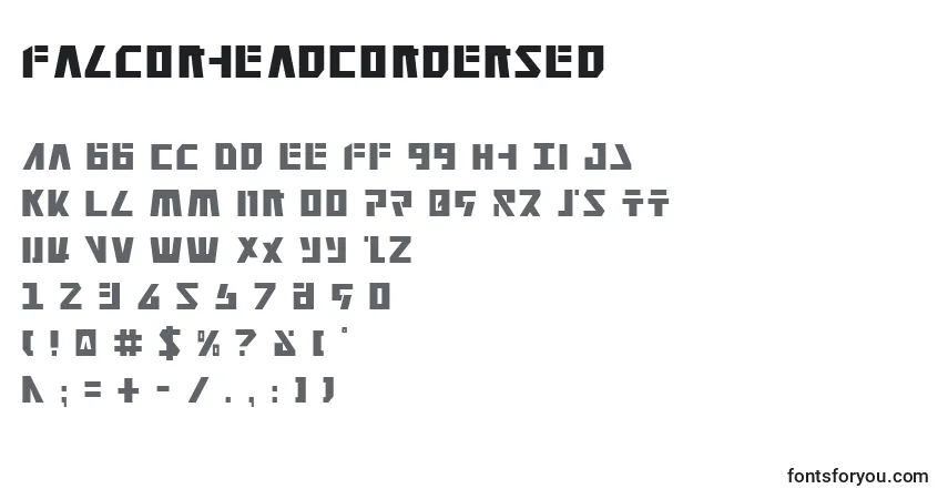 Czcionka FalconheadCondensed – alfabet, cyfry, specjalne znaki