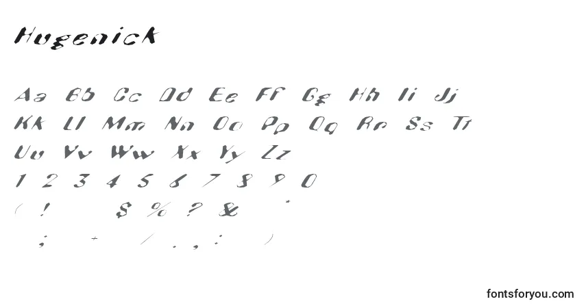 Schriftart Hugenick – Alphabet, Zahlen, spezielle Symbole