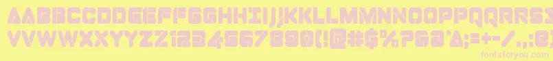 Dominojackcond-Schriftart – Rosa Schriften auf gelbem Hintergrund