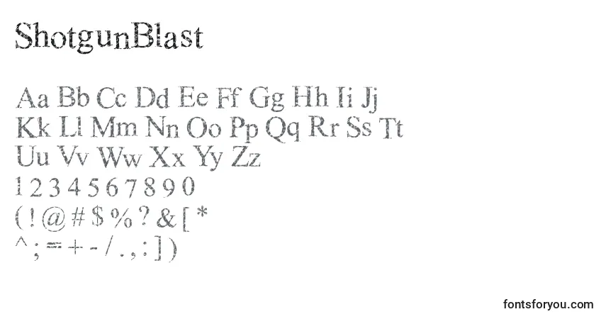 Шрифт ShotgunBlast – алфавит, цифры, специальные символы