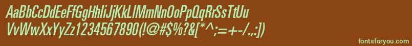 PartnerultracondensedItalic-fontti – vihreät fontit ruskealla taustalla