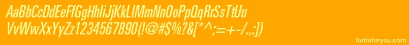 PartnerultracondensedItalic Font – Yellow Fonts on Orange Background