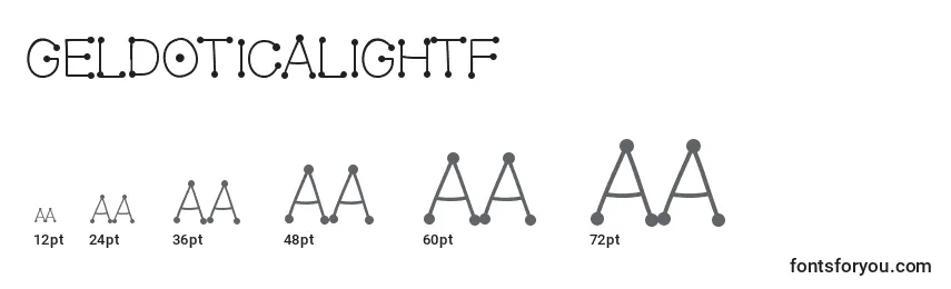 Размеры шрифта Geldoticalightf