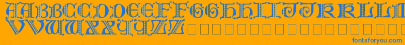Folks-Schriftart – Blaue Schriften auf orangefarbenem Hintergrund