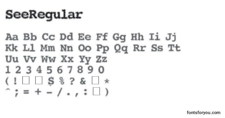 Шрифт SeeRegular – алфавит, цифры, специальные символы