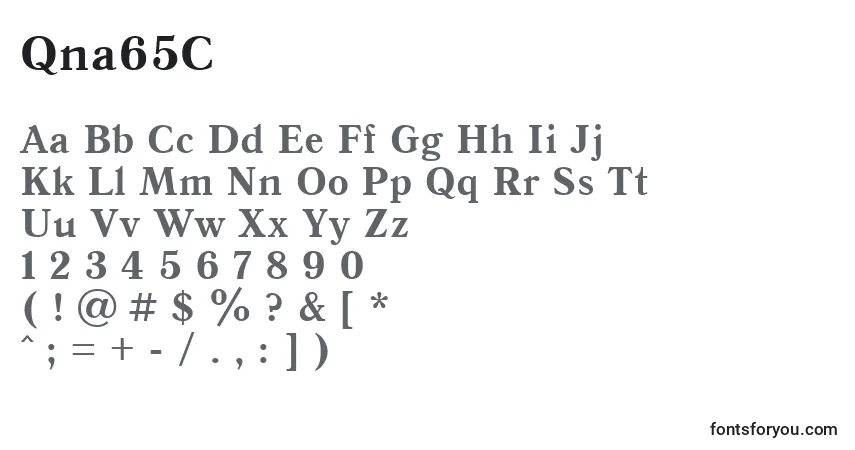 A fonte Qna65C – alfabeto, números, caracteres especiais