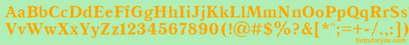 Czcionka Qna65C – pomarańczowe czcionki na zielonym tle
