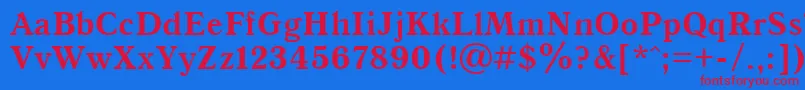 Czcionka Qna65C – czerwone czcionki na niebieskim tle