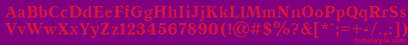 Qna65C-Schriftart – Rote Schriften auf violettem Hintergrund
