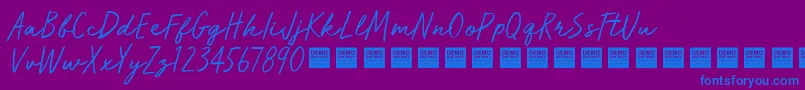 RunWildDemo-Schriftart – Blaue Schriften auf violettem Hintergrund