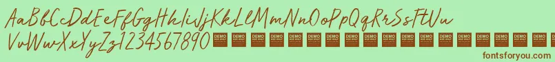 フォントRunWildDemo – 緑の背景に茶色のフォント