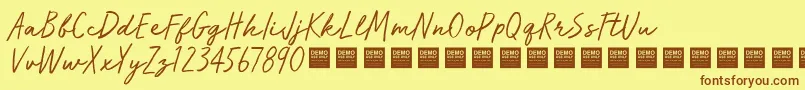 Fonte RunWildDemo – fontes marrons em um fundo amarelo