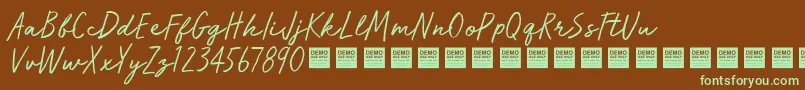 Więcej informacji o czcionce RunWildDemo Czcionka RunWildDemo – zielone czcionki na brązowym tle