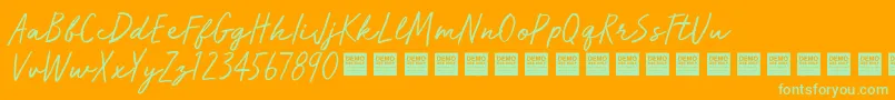 RunWildDemo Font – Green Fonts on Orange Background