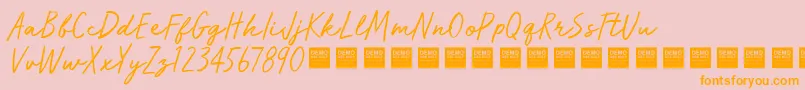 Weitere Informationen zur RunWildDemo-Schriftart RunWildDemo-Schriftart – Orangefarbene Schriften auf rosa Hintergrund
