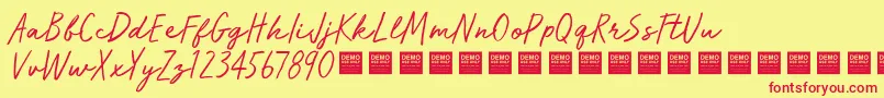 RunWildDemo Font – Red Fonts on Yellow Background