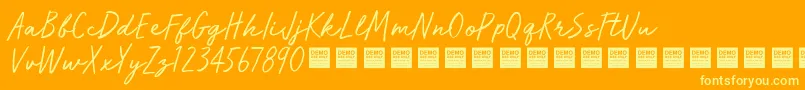 RunWildDemo-fontti – keltaiset fontit oranssilla taustalla