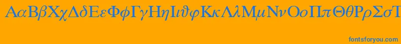 Symbprop-Schriftart – Blaue Schriften auf orangefarbenem Hintergrund