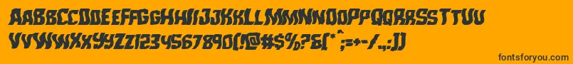 Monsterhunterwarpital-Schriftart – Schwarze Schriften auf orangefarbenem Hintergrund