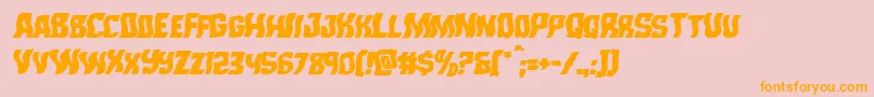 Monsterhunterwarpital-Schriftart – Orangefarbene Schriften auf rosa Hintergrund