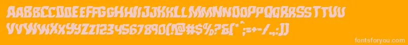 Monsterhunterwarpital-Schriftart – Rosa Schriften auf orangefarbenem Hintergrund