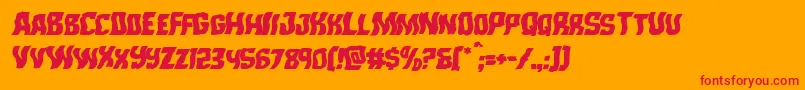 Monsterhunterwarpital-Schriftart – Rote Schriften auf orangefarbenem Hintergrund