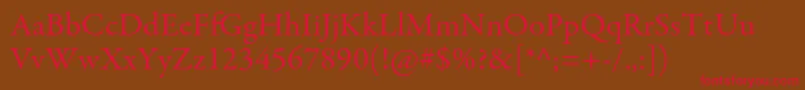フォントGaramondpremrpro – 赤い文字が茶色の背景にあります。