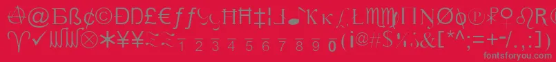 フォントXCryptionLight – 赤い背景に灰色の文字