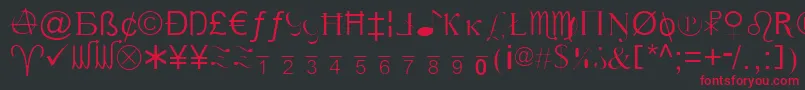 フォントXCryptionLight – 黒い背景に赤い文字