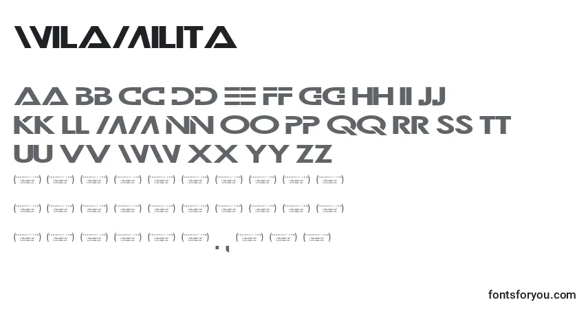 A fonte Wilamilita (30832) – alfabeto, números, caracteres especiais