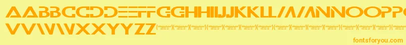 Wilamilita-Schriftart – Orangefarbene Schriften auf gelbem Hintergrund