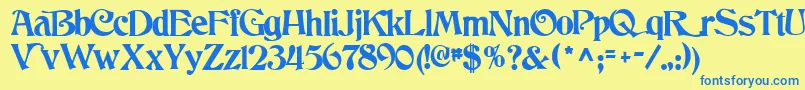 DancingRegularTtnorm Font – Blue Fonts on Yellow Background