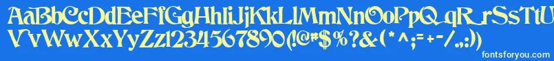 DancingRegularTtnorm Font – Yellow Fonts on Blue Background