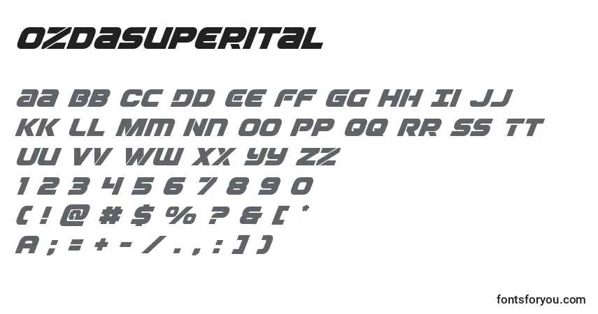 Schriftart Ozdasuperital – Alphabet, Zahlen, spezielle Symbole