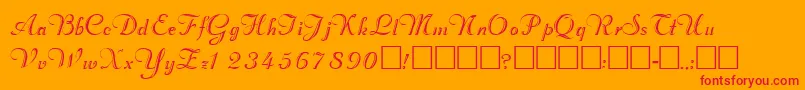 ValletortsskRegular-Schriftart – Rote Schriften auf orangefarbenem Hintergrund