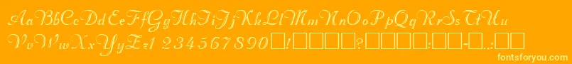 ValletortsskRegular-Schriftart – Gelbe Schriften auf orangefarbenem Hintergrund