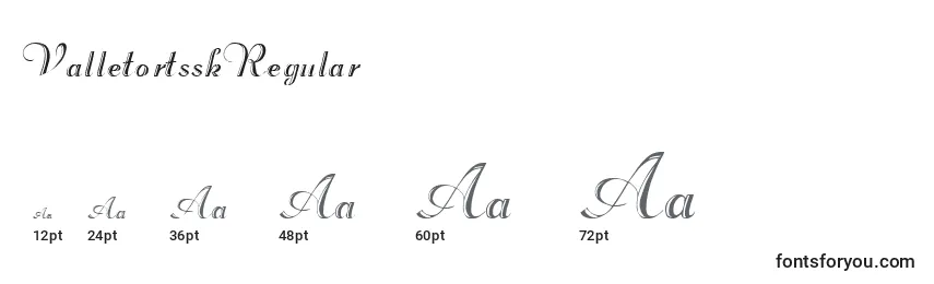 Размеры шрифта ValletortsskRegular