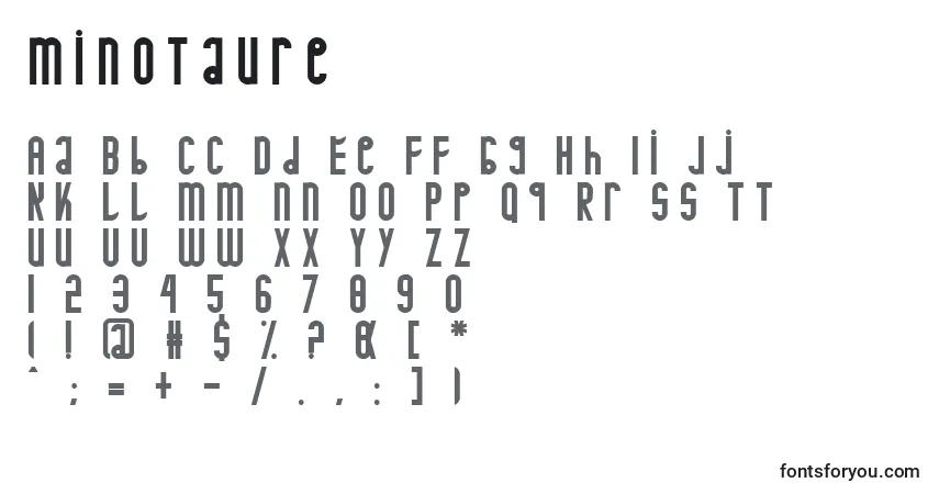 Minotaure-fontti – aakkoset, numerot, erikoismerkit
