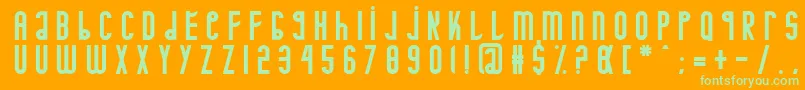 Minotaure-Schriftart – Grüne Schriften auf orangefarbenem Hintergrund