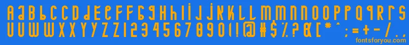 フォントMinotaure – オレンジ色の文字が青い背景にあります。